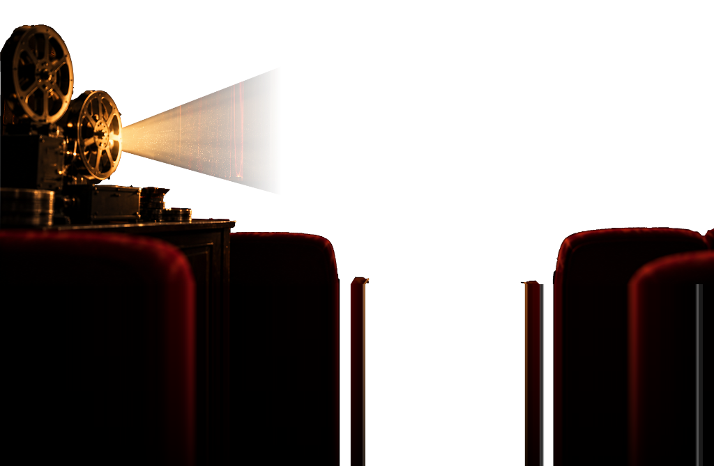 Cinema Foreground 35mm Projector and Velvet Seats